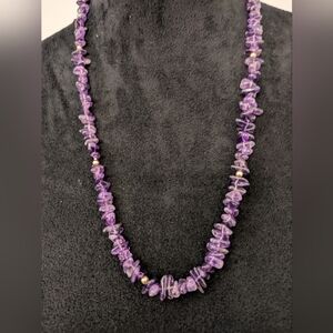 Natural Purple Polished Amethyst Necklace 23"
